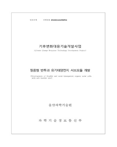 필름형 반투과 유기태양전지 서브모듈 개발 [전자자료]